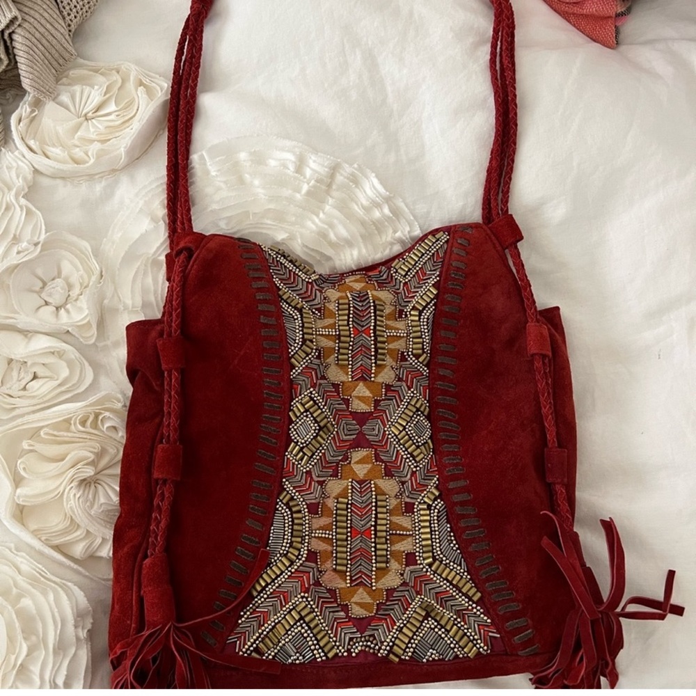 Red suede purse